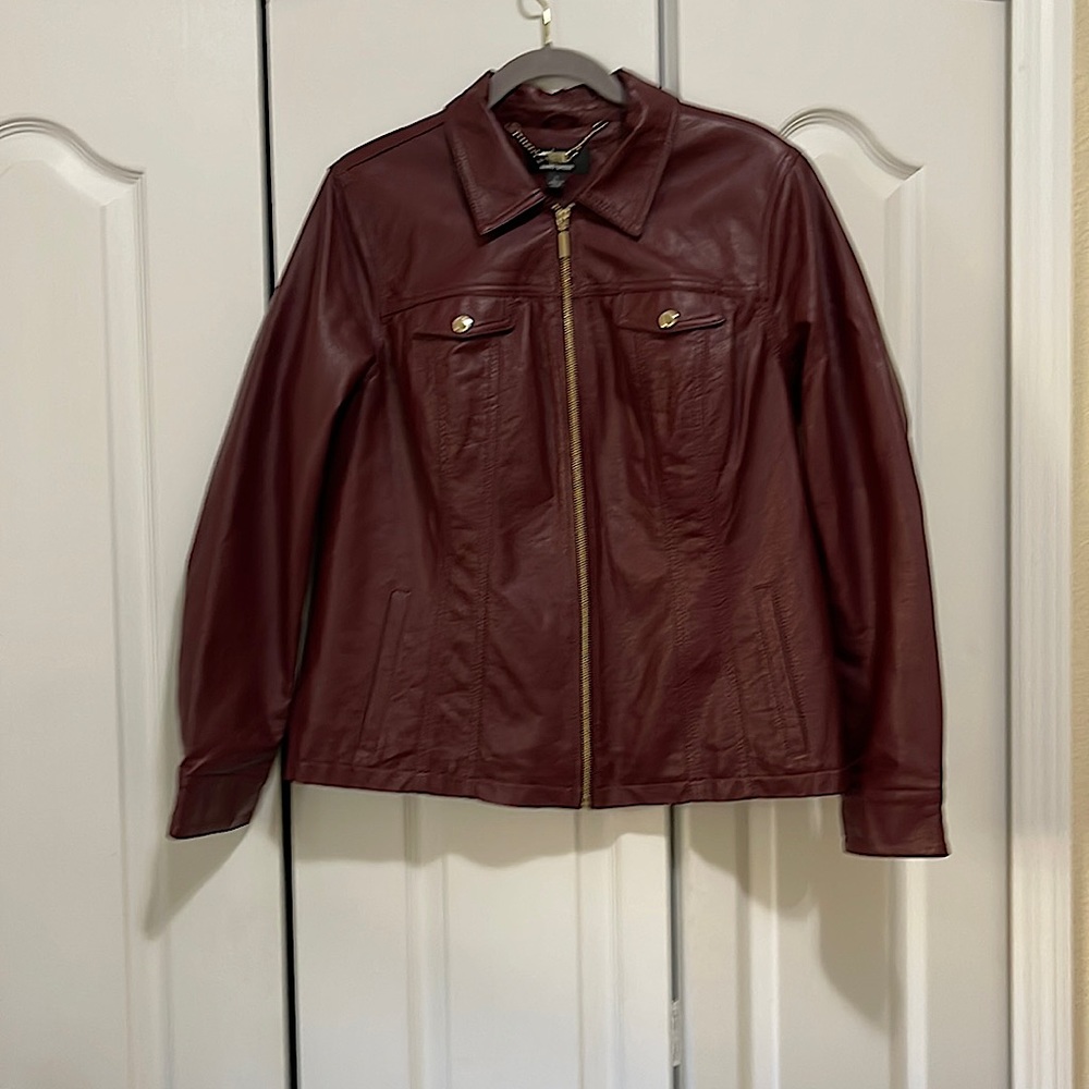 Faux leather jacket,w pockets., lined inside